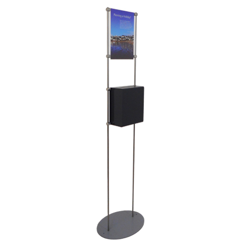 suggestion box clamped on free standing bar stands